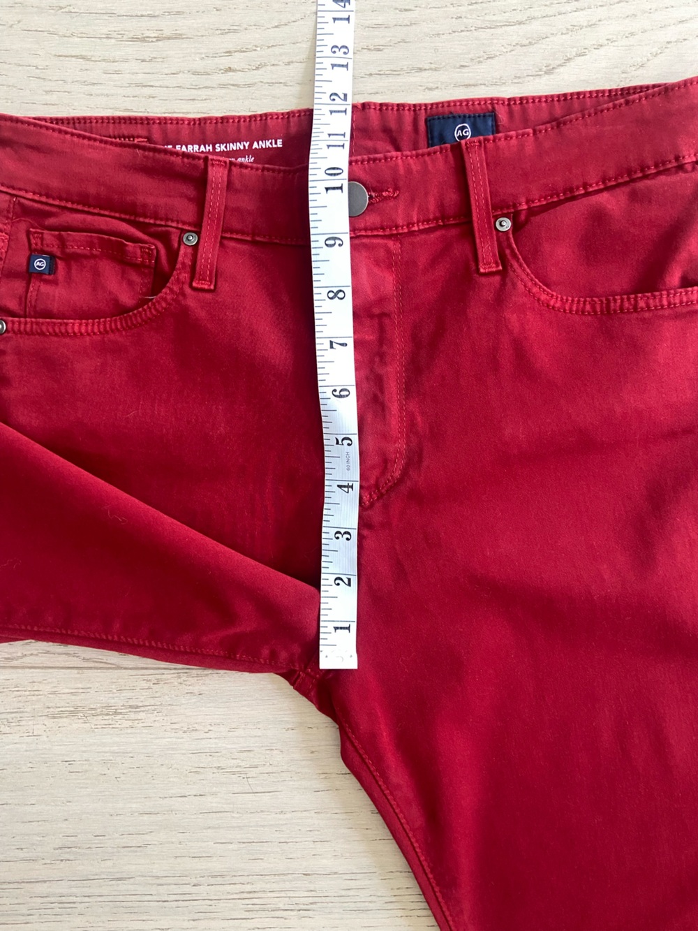 AG Adriano Goldschmied The Farrah High Rise Ankle Jeans Dark Red 30 EUC - Picture 7 of 8